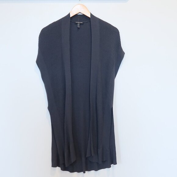 EILEEN FISHER tencel duster cardigan ribbed open front lagenlook OS sleeveless - Picture 1 of 10